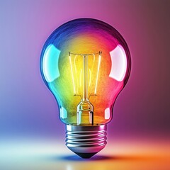 Canvas Print - Vibrant and Artistic Colorful Light Bulb Design