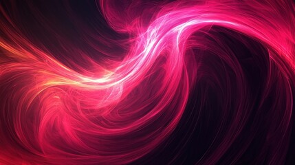 Wall Mural - Dark background with vibrant pink fiery swirls, abstract design, dramatic swirling motion, copy space included.