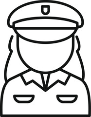 Canvas Print - Simple line icon of a female police officer wearing a uniform, representing law enforcement