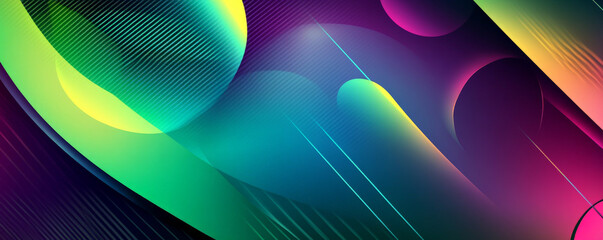 Wall Mural - An eye-catching bright abstract background with bold, geometric shapes in neon blue, green, and purple. The design has a dynamic, modern feel with sharp contrasts and vibrant hues.