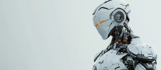 Wall Mural - 3d visualization of a male robot displayed against a clean white backdrop