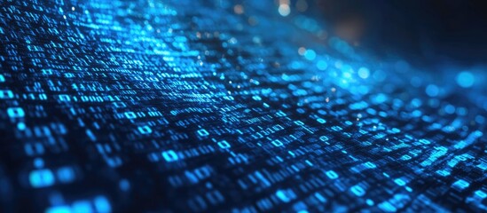 flow of binary code across a network abstract representation of futuristic cyberspace contemporary t