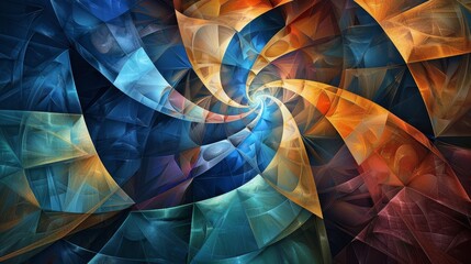 Wall Mural - colorful swirling abstract pattern with blue, orange, and brown hues showcasing dynamic movement and