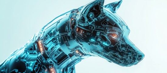 Wall Mural - vintage cyber dog profile image on a white background side view 3d illustration