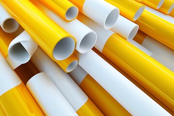 3D abstract rendering featuring sophisticated yellow and white tubes for design projects.