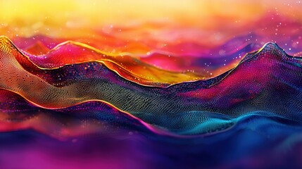 Wall Mural -   A mountain range painted with a rainbow sky in the background and a starry sky in the foreground