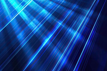 Canvas Print - abstract blue geometric lines with glowing lights