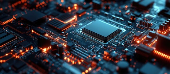 Wall Mural - close up studio shot of a computer processor component