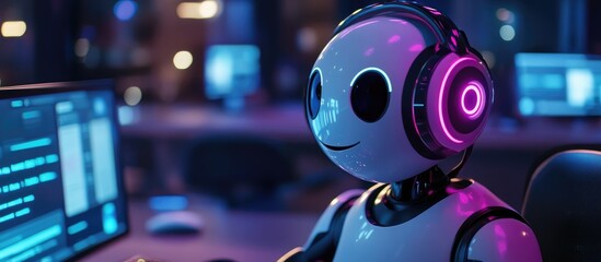 Wall Mural - a chatbot acts as a virtual assistant offering users rapid and effective support and information via