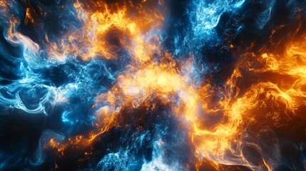 Canvas Print - a colorful explosion of blue and orange lights in space