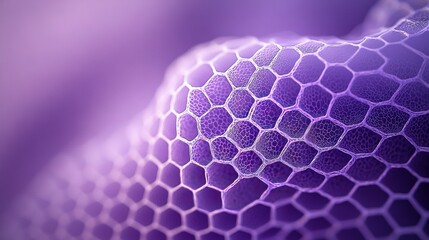   Close-up of a hexagonal purple object with a hexagonal pattern