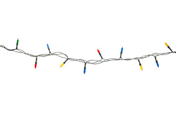 Wall Mural - string of christmas lights isolated on transparent background.