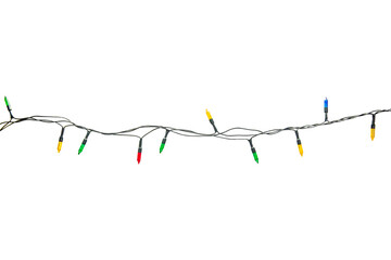 Wall Mural - string of christmas lights isolated on transparent background.