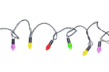 Wall Mural - string of christmas lights isolated on transparent background.