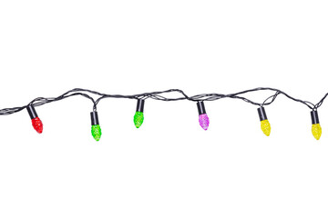 Wall Mural - string of christmas lights isolated on transparent background.