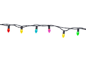 Wall Mural - string of christmas lights isolated on transparent background.