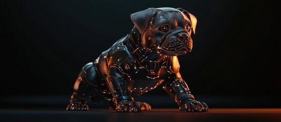 Wall Mural - crouching cyber dog in a 3d animated design