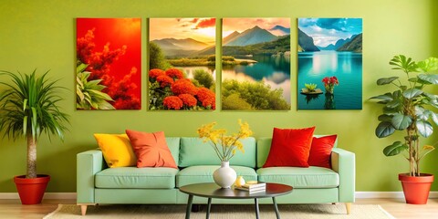 Poster - modern living room with sofa