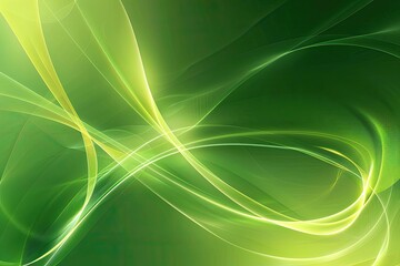 Canvas Print - abstract green and yellow swirling lines, light and dark