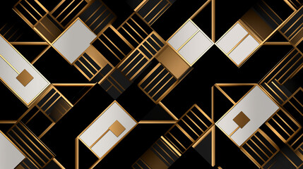 Luxury Gold and Black Gridlines with Rectangular Elements