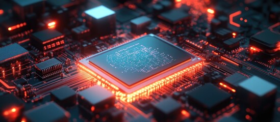 Wall Mural - ai enhanced cpu processor visualizing data flow and processing in a 3d rendered illustration related