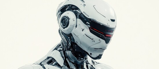 Wall Mural - 3d visualization of a male cyborg on a white background