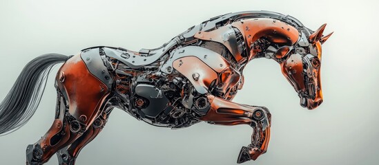 Wall Mural - mechanical horse rendered in 3d against a white backdrop