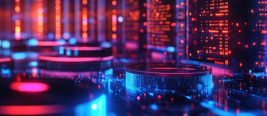 Wall Mural - 3d rendering of a database storage system showcasing data management and organization