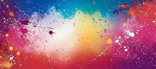 Wall Mural - A vibrant, abstract paint splatter background with a clear white text space 