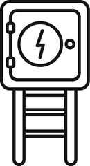 Poster - Simple line icon of a transformer box on a pole, symbolizing power distribution and electricity supply