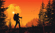 © peppastocker - A silhouette vector of a person hiking.