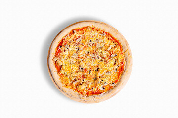 Pizza top view isolated