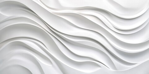 Canvas Print - This elegant white abstract background features soft, flowing waves, making it perfect for interior design, wallpapers, and art, establishing a serene and calming atmosphere in any space