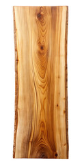 Live edge wooden slab featuring visible grain and knots, offering natural beauty for custom furniture, countertops, or rustic decor projects. Isolated on transparent background, png.