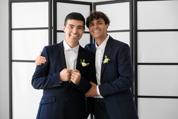 Poster - Happy gay couple on their wedding day