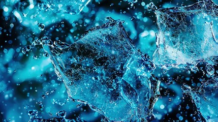 Canvas Print -   Ice floats atop water, water splashes