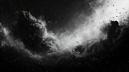 Wall Mural -  A monochrome image featuring a cloudy sky with stars at its core