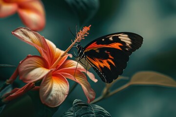 Poster - a butterfly sitting on top of a flower close-up of a butterfly perched on a flower