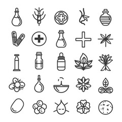 Wall Mural - Set of Herbal and Medical Line Icons