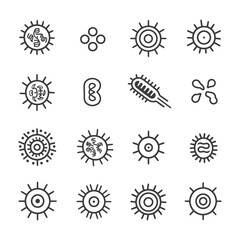 Wall Mural - Set of Various Virus Bacteria and Cell Line Icons