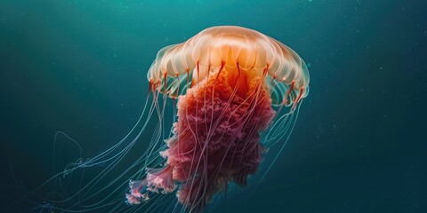 Wall Mural - Underwater view of a lion s mane jellyfish