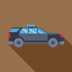 Wall Mural - Minimalist vector illustration of a black police car driving with the siren lights on