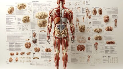 Anatomy of the human body with digestive system. 3d illustration design