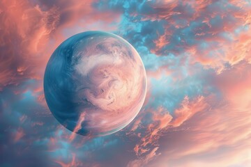 Wall Mural - a planet in the sky with clouds colorful clouds of venus' thick atmosphere