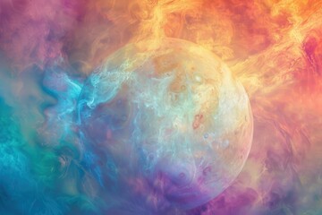 Wall Mural - a planet in the sky with clouds colorful clouds of venus' thick atmosphere