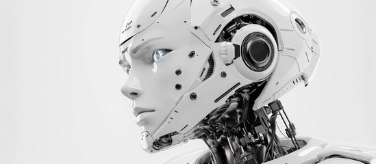 Wall Mural - futuristic robot rendered in 3d isolated on a white background