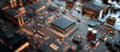 ©  AugmentArt - Abstract close up of an electronic mainboard background featuring a logic board CPU circuit and system board elements