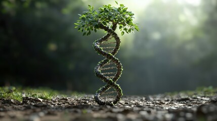 DNA Tree in Forest Landscape