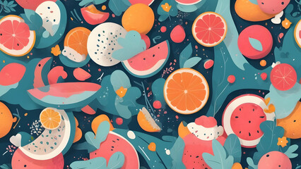 Wall Mural - a series of pop and cute abstract patterns generative ai