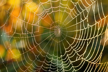 Poster - a spider web with water droplets on it intricate details of a spider's web